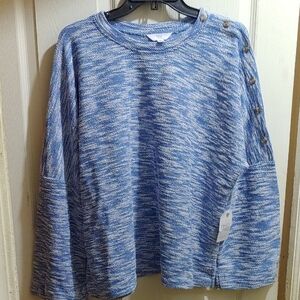 Time and Tru Blue Marled Crewneck Sweater